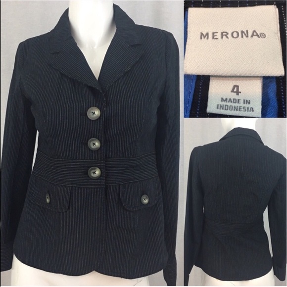 Merona Jackets & Blazers - Sz 4 Merona Pinstriped V-Neck Button Front Blazer